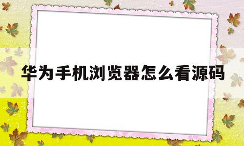 华为手机浏览器怎么看源码(华为手机浏览器怎么看源码视频)