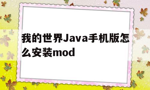 关于我的世界Java手机版怎么安装mod的信息