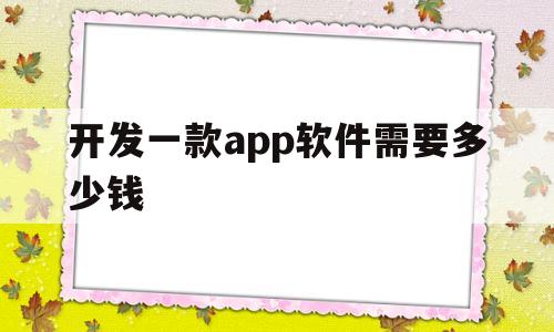 开发一款app软件需要多少钱(app制作公司开发一个app的价格)