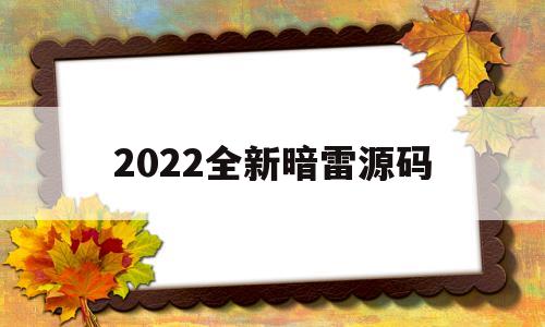 包含2022全新暗雷源码的词条