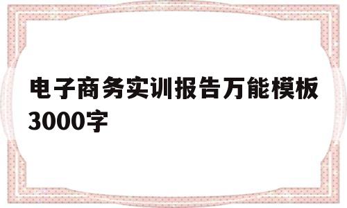 电子商务实训报告万能模板3000字(电子商务实训报告万能模板3000字大学生)