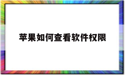 苹果如何查看软件权限(苹果手机怎么看软件权限)