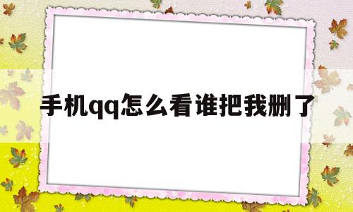 手机qq怎么看谁把我删了(手机怎么查看谁把我删了)