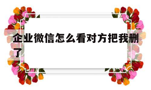 企业微信怎么看对方把我删了(企业微信怎么知道对方已经看过信息)