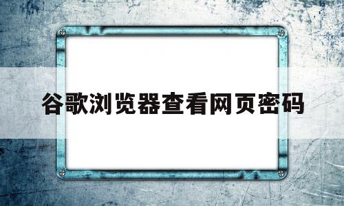 谷歌浏览器查看网页密码(google浏览器如何查看密码)