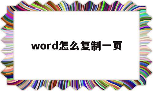 word怎么复制一页(word怎么复制一页一模一样的?)