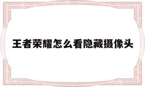 王者荣耀怎么看隐藏摄像头(王者荣耀怎么看隐藏访问的人)