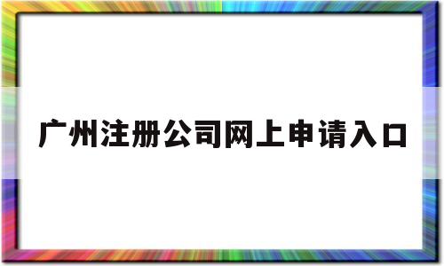 广州注册公司网上申请入口(广州注册公司网上申请入口流程)