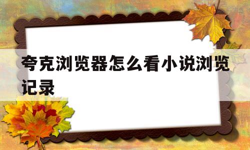 夸克浏览器怎么看小说浏览记录(夸克浏览器看小说怎么进入阅读模式)