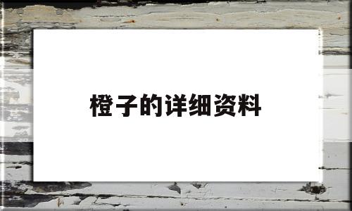 橙子的详细资料(橙子的详细资料介绍)