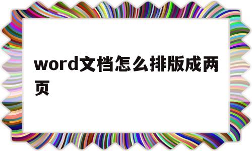 word文档怎么排版成两页(word文档怎么排版成两页的)
