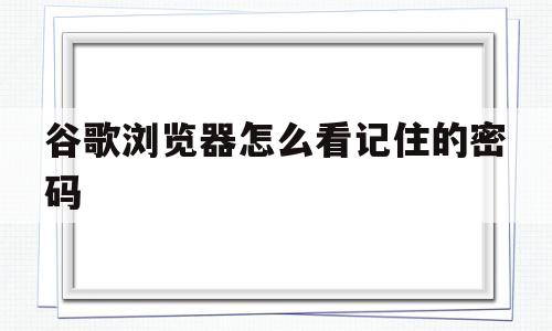 谷歌浏览器怎么看记住的密码(谷歌浏览器记住的密码在哪里查看)