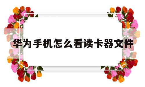 华为手机怎么看读卡器文件(华为手机如何查看读卡器照片)
