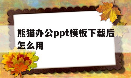 熊猫办公ppt模板下载后怎么用(熊猫办公ppt下载可以用于培训吗)