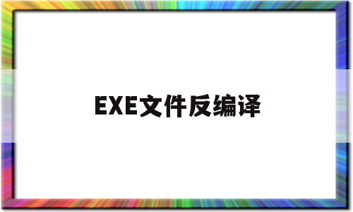 EXE文件反编译(exe文件反编译源码工具)