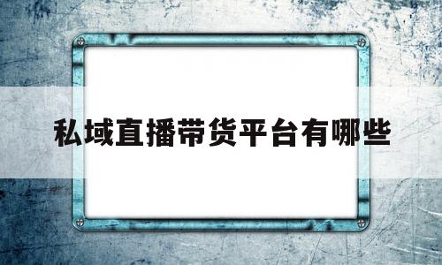 私域直播带货平台有哪些(私域直播带货平台有哪些公司)