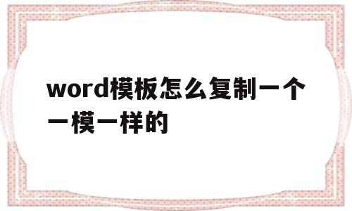 word模板怎么复制一个一模一样的(word模板怎么复制一个一模一样的图片)