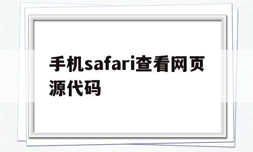 手机safari查看网页源代码(iphone查看网页源代码的浏览器)