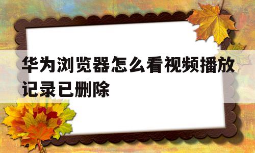 华为浏览器怎么看视频播放记录已删除(华为浏览器看过的视频记录哪里找???)