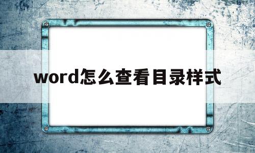 word怎么查看目录样式的简单介绍