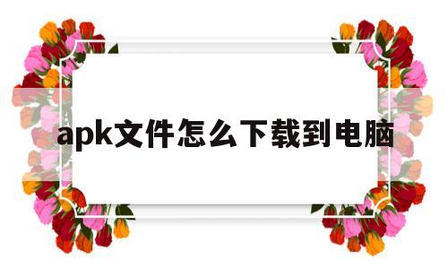 apk文件怎么下载到电脑(apk的文件怎么安装到手机)