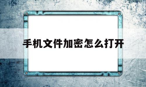 手机文件加密怎么打开(手机文件加密怎么解密文件)