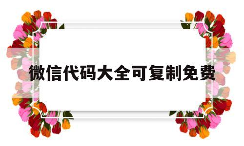 微信代码大全可复制免费(微信代码大全可复制免费软件)