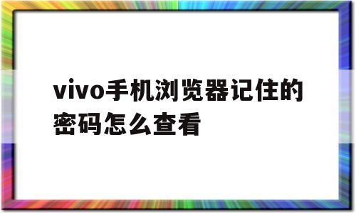 vivo手机浏览器记住的密码怎么查看(vivo手机浏览器记住密码怎么查看密码)