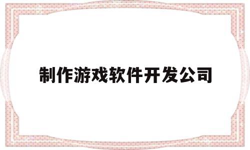 制作游戏软件开发公司(游戏制作公司)