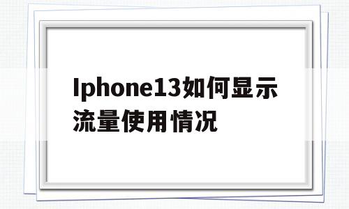 Iphone13如何显示流量使用情况的简单介绍