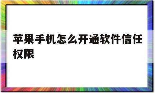 包含苹果手机怎么开通软件信任权限的词条