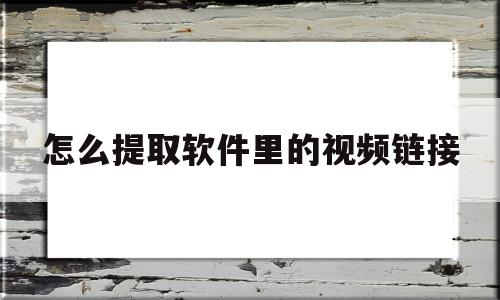 怎么提取软件里的视频链接(怎么提取软件里的视频链接呢)