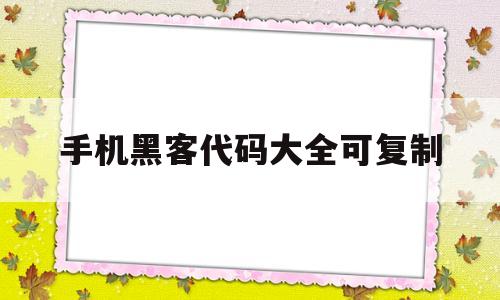 手机黑客代码大全可复制(手机黑客代码大全可复制微信)