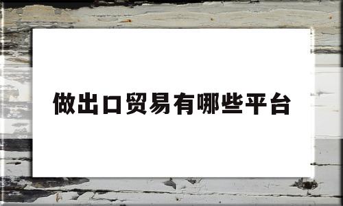 做出口贸易有哪些平台(出口贸易有什么生意可以做)