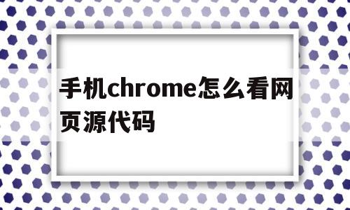 手机chrome怎么看网页源代码(chrome手机版怎么看网页源代码)