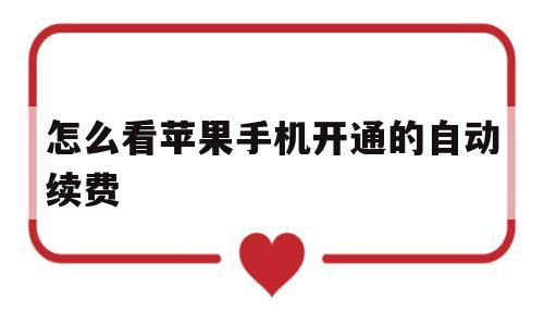 怎么看苹果手机开通的自动续费(怎么看苹果手机开通的自动续费服务)