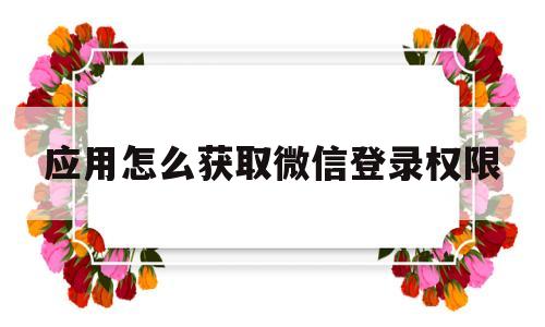 应用怎么获取微信登录权限的简单介绍