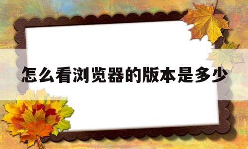 怎么看浏览器的版本是多少(怎么看浏览器的版本是多少啊)