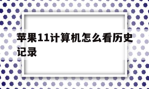 苹果11计算机怎么看历史记录(iphone手机计算机怎么看历史记录)