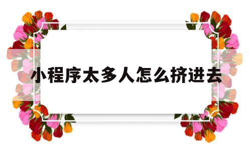 小程序太多人怎么挤进去(微信小程序怎么让更多人知道)