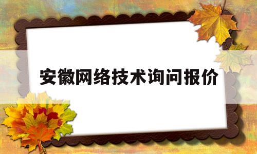 关于安徽网络技术询问报价的信息