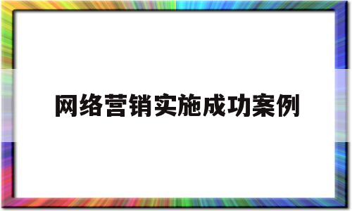 网络营销实施成功案例(网络营销实施过程的基本步骤)