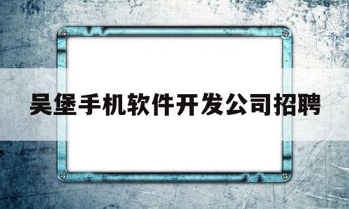 吴堡手机软件开发公司招聘(吴堡手机软件开发公司招聘信息)