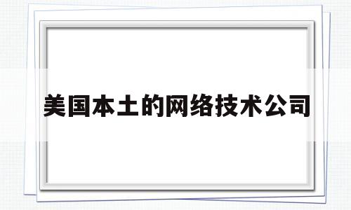 美国本土的网络技术公司(南京网络技术有限公司关于it外包)