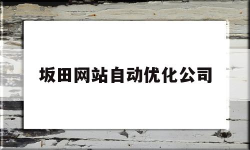 坂田网站自动优化公司的简单介绍