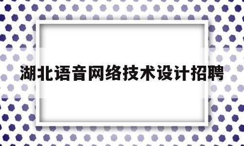 湖北语音网络技术设计招聘(湖北语音网络技术设计招聘网)