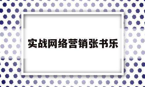 实战网络营销张书乐(网络营销盈利模式书籍)