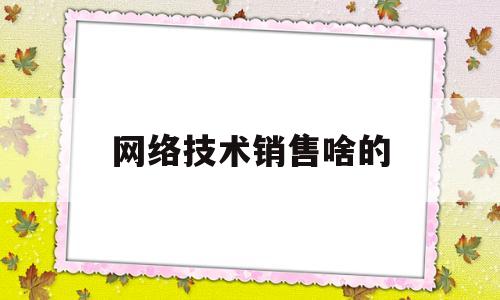 网络技术销售啥的(网络科技公司网络销售是干嘛的)