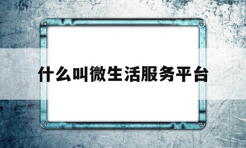 什么叫微生活服务平台(什么叫微生活服务平台呢)