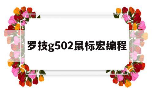 罗技g502鼠标宏编程(罗技g502鼠标宏编程cf)